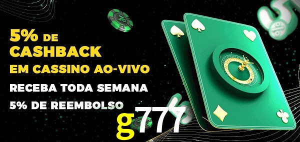 Promoções do cassino ao Vivo g777